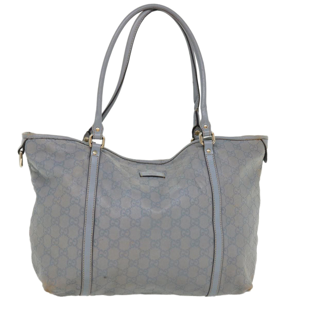 GUCCI GG Canvas Shoulder Bag Leather Light Blue 197953 ac1765