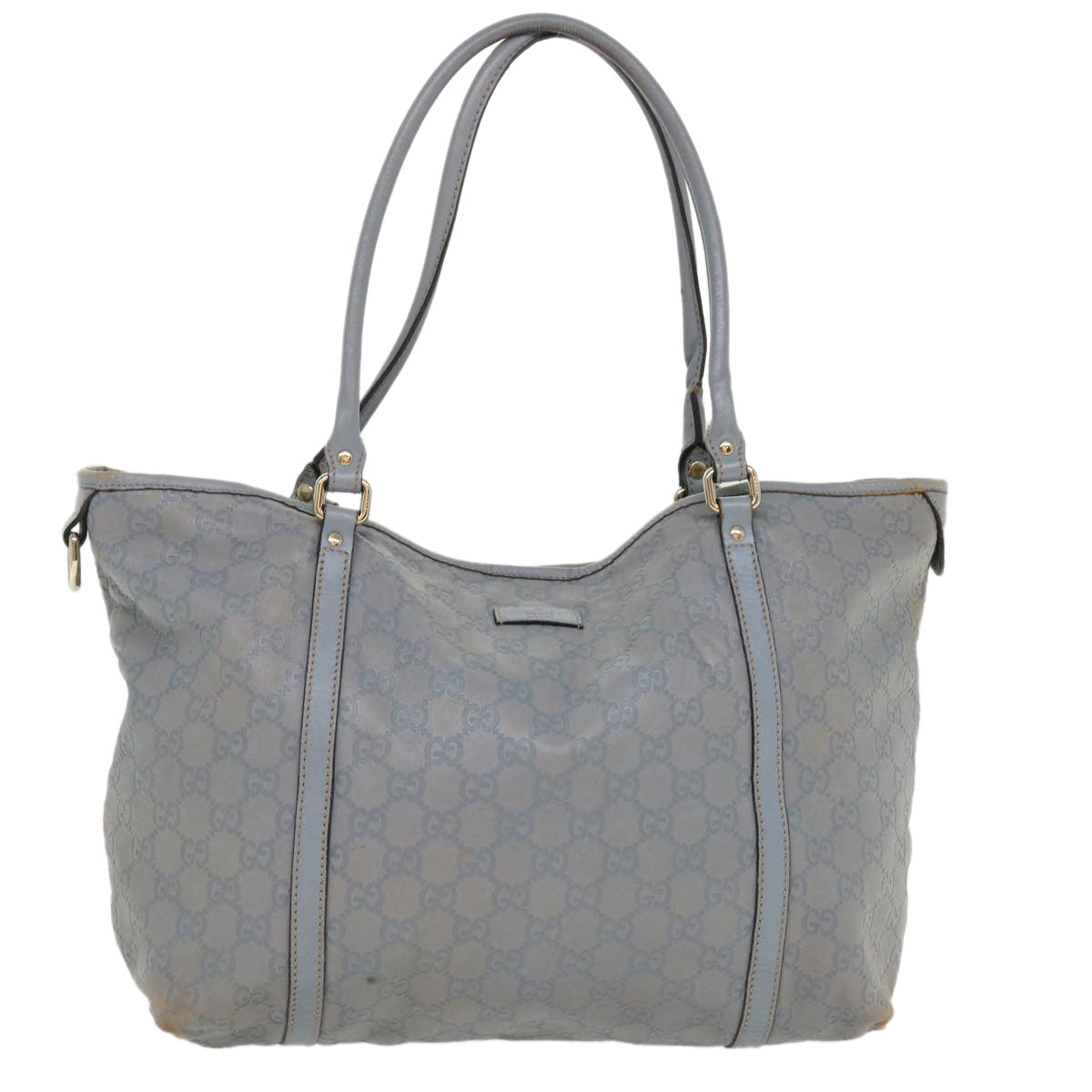 GUCCI GG Canvas Shoulder Bag Leather Light Blue 197953 ac1765