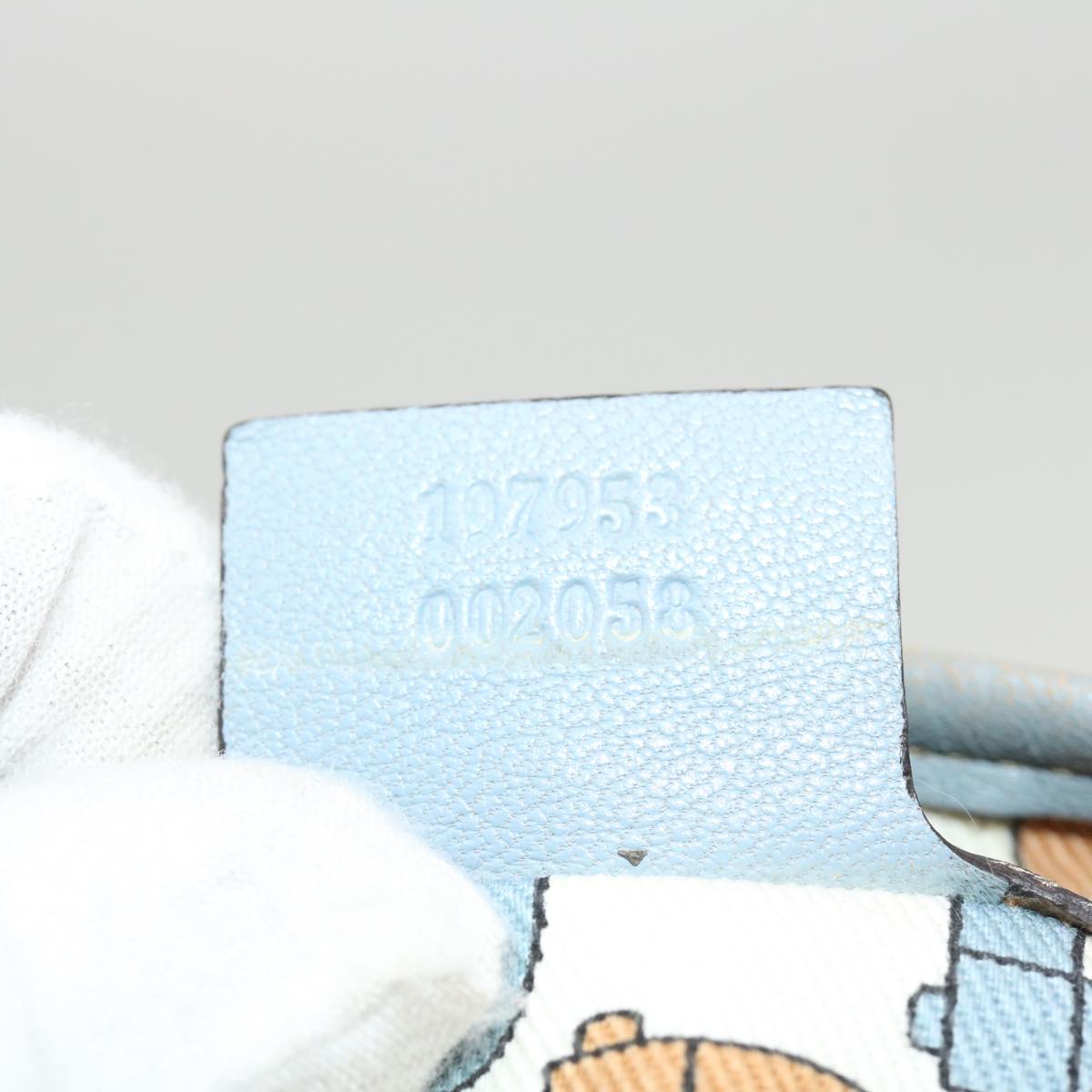 GUCCI GG Canvas Shoulder Bag Leather Light Blue 197953 ac1765