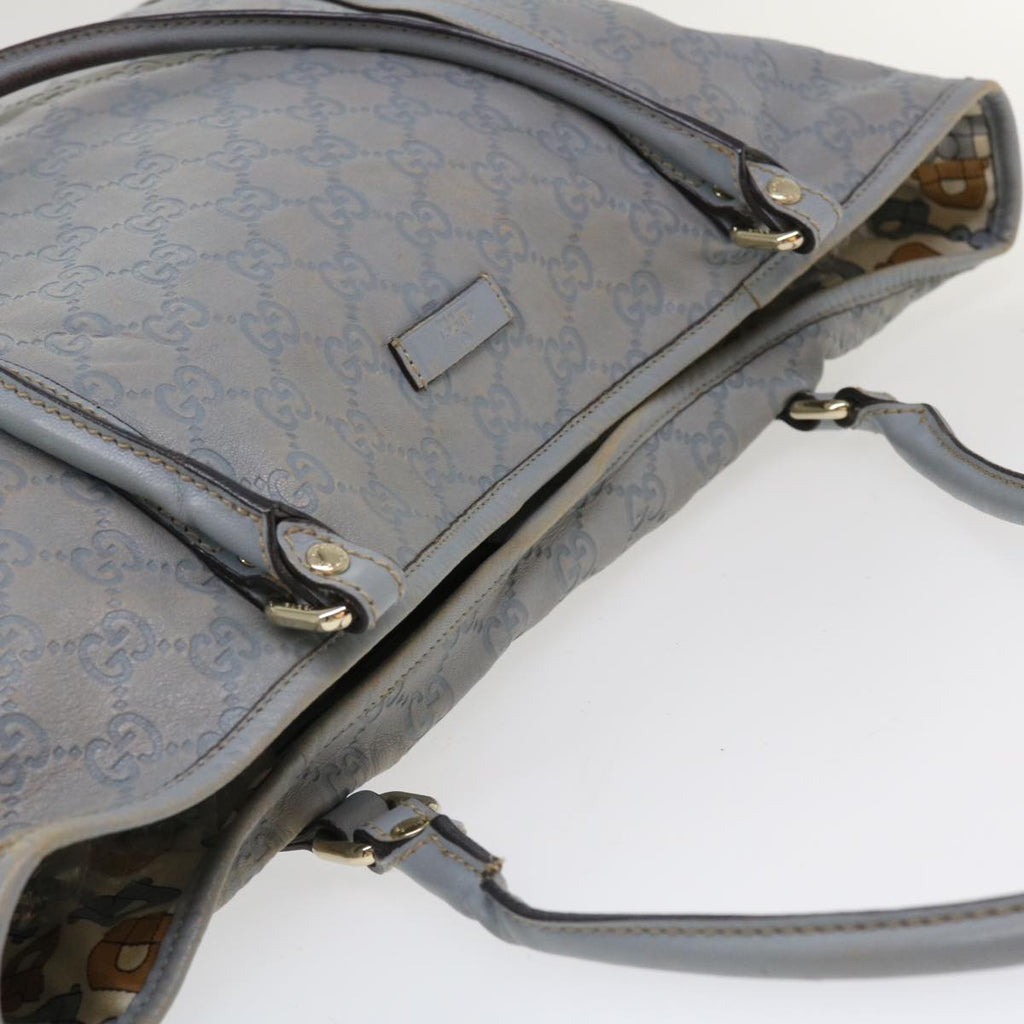 GUCCI GG Canvas Shoulder Bag Leather Light Blue 197953 ac1765