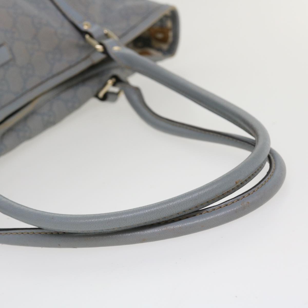 GUCCI GG Canvas Shoulder Bag Leather Light Blue 197953 ac1765