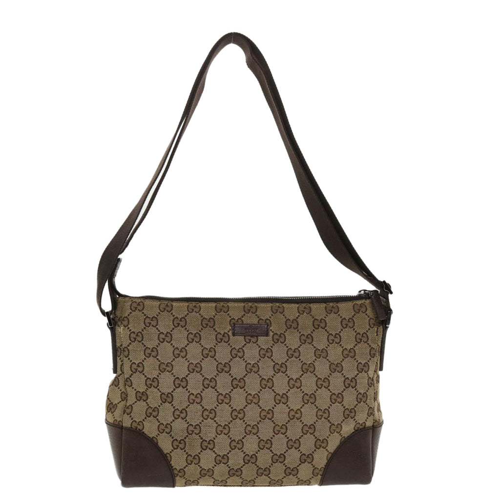 GUCCI GG Canvas Shoulder Bag Canvas Beige Brown 114273 ac1767