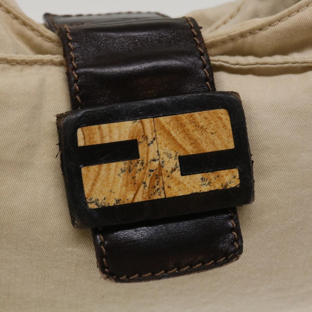 FENDI Mamma Baguette Shoulder Bag Canvas Beige 2355 26569 008 ac1798