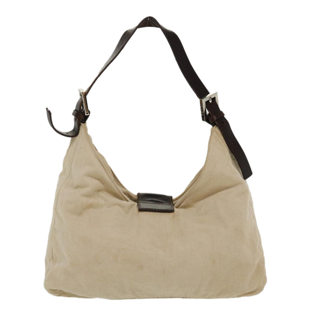 FENDI Mamma Baguette Shoulder Bag Canvas Beige 2355 26569 008 ac1798