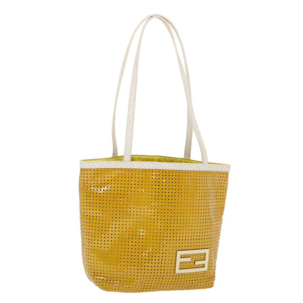FENDI Tote Bag Enamel Yellow White ac1799