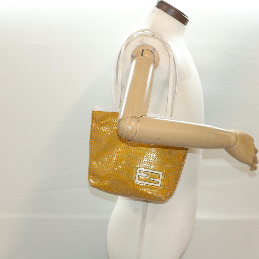 FENDI Tote Bag Enamel Yellow White ac1799