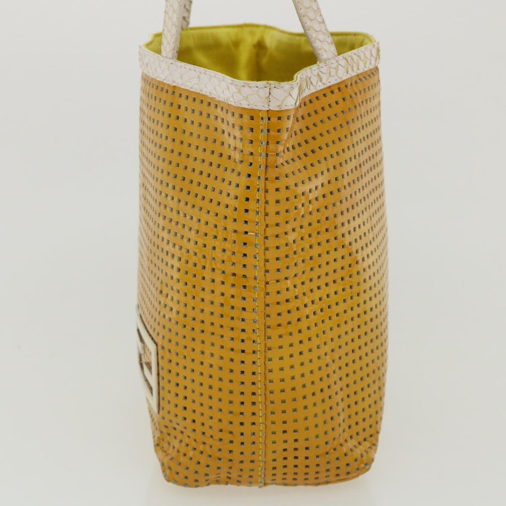 FENDI Tote Bag Enamel Yellow White ac1799