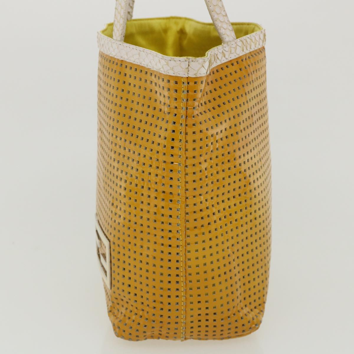 FENDI Tote Bag Enamel Yellow White ac1799