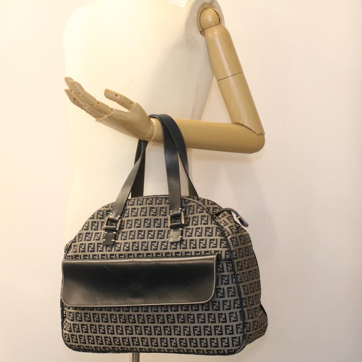 FENDI Zucchino Canvas Hand Bag Navy 71-16533-0-012 ac1835