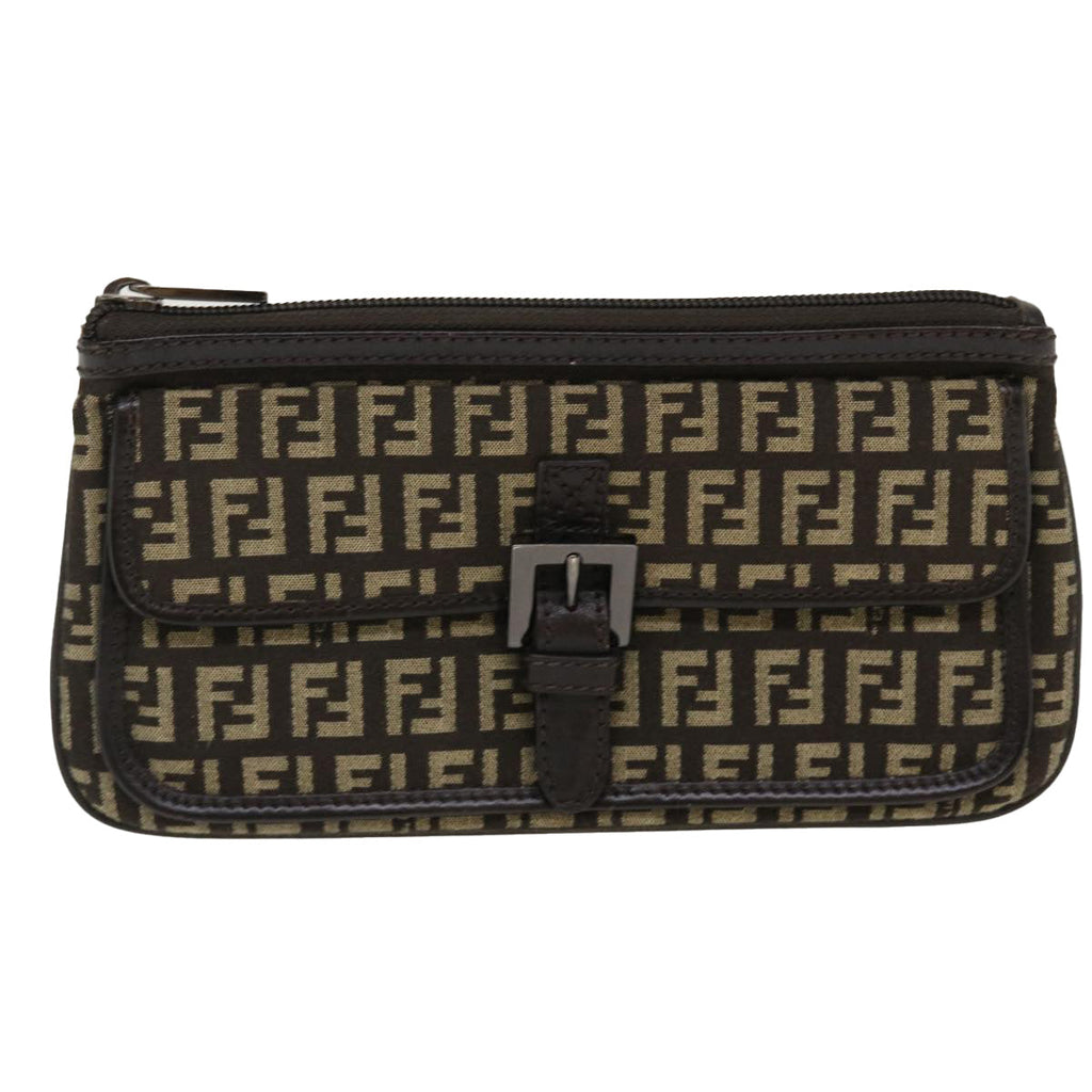 FENDI Zucchino Canvas Pouch Brown ac1919