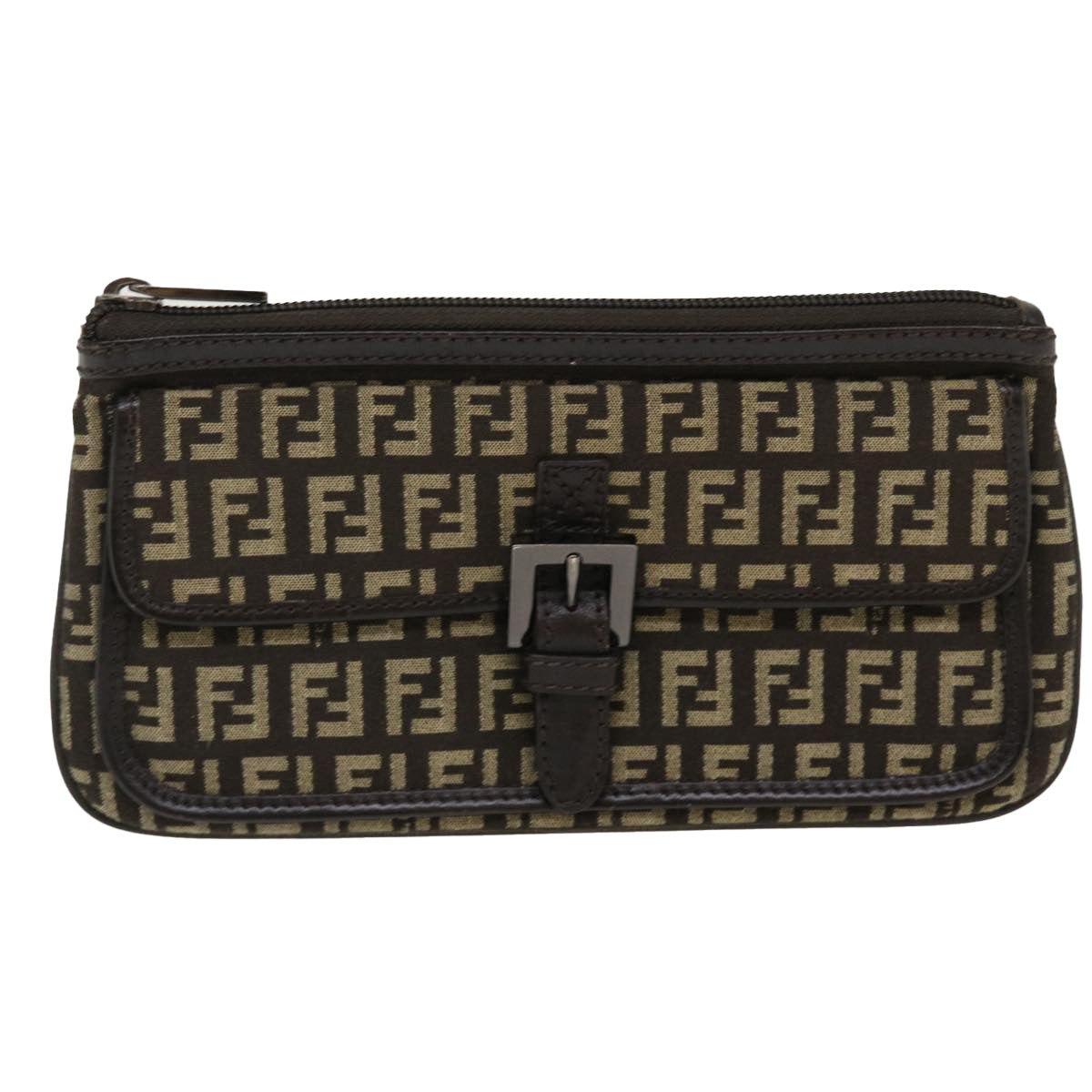 FENDI Zucchino Canvas Pouch Brown ac1919
