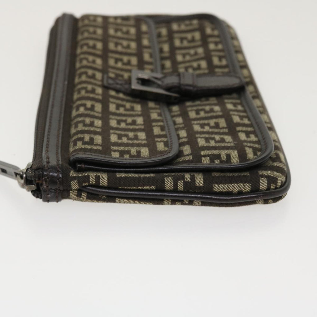 FENDI Zucchino Canvas Pouch Brown ac1919