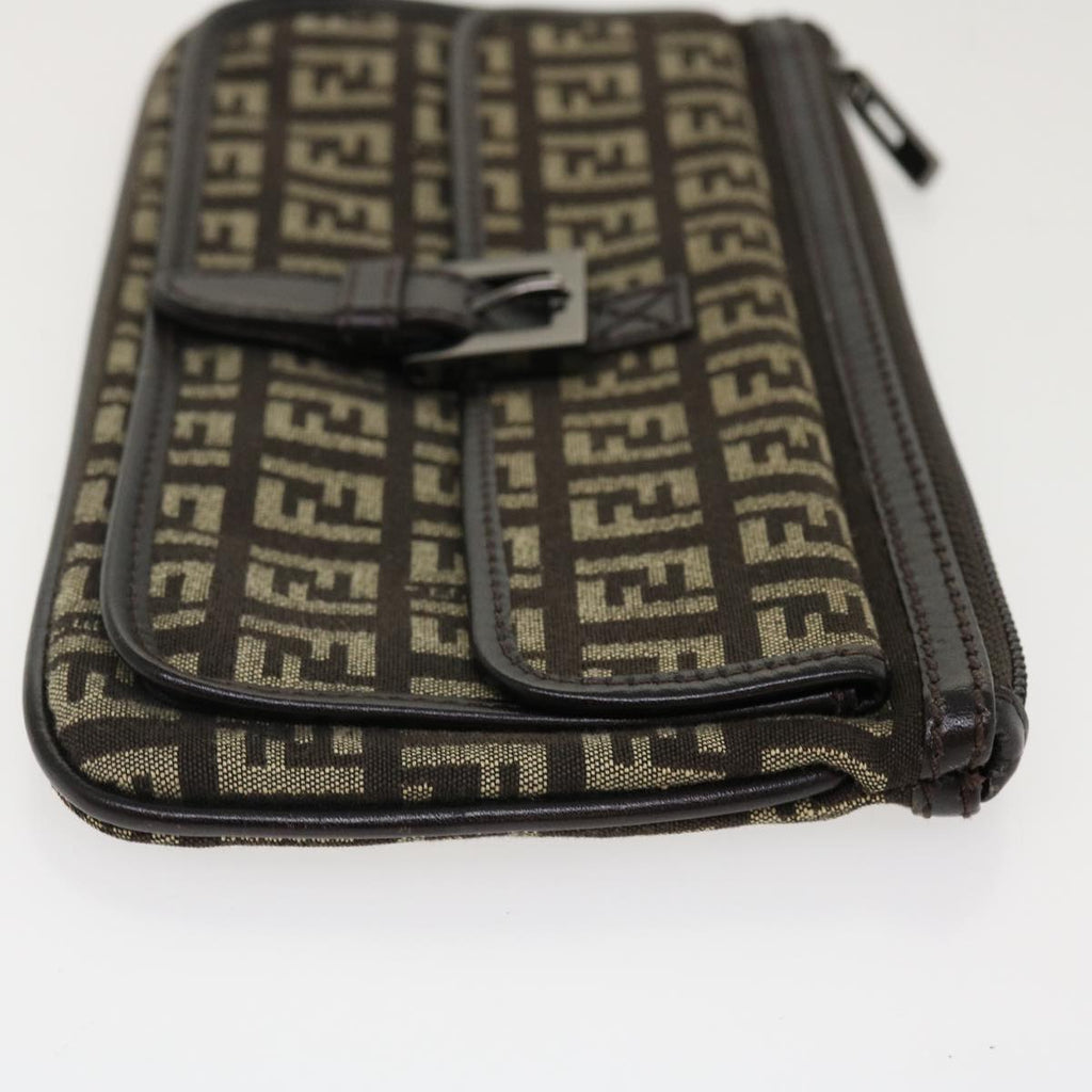 FENDI Zucchino Canvas Pouch Brown ac1919
