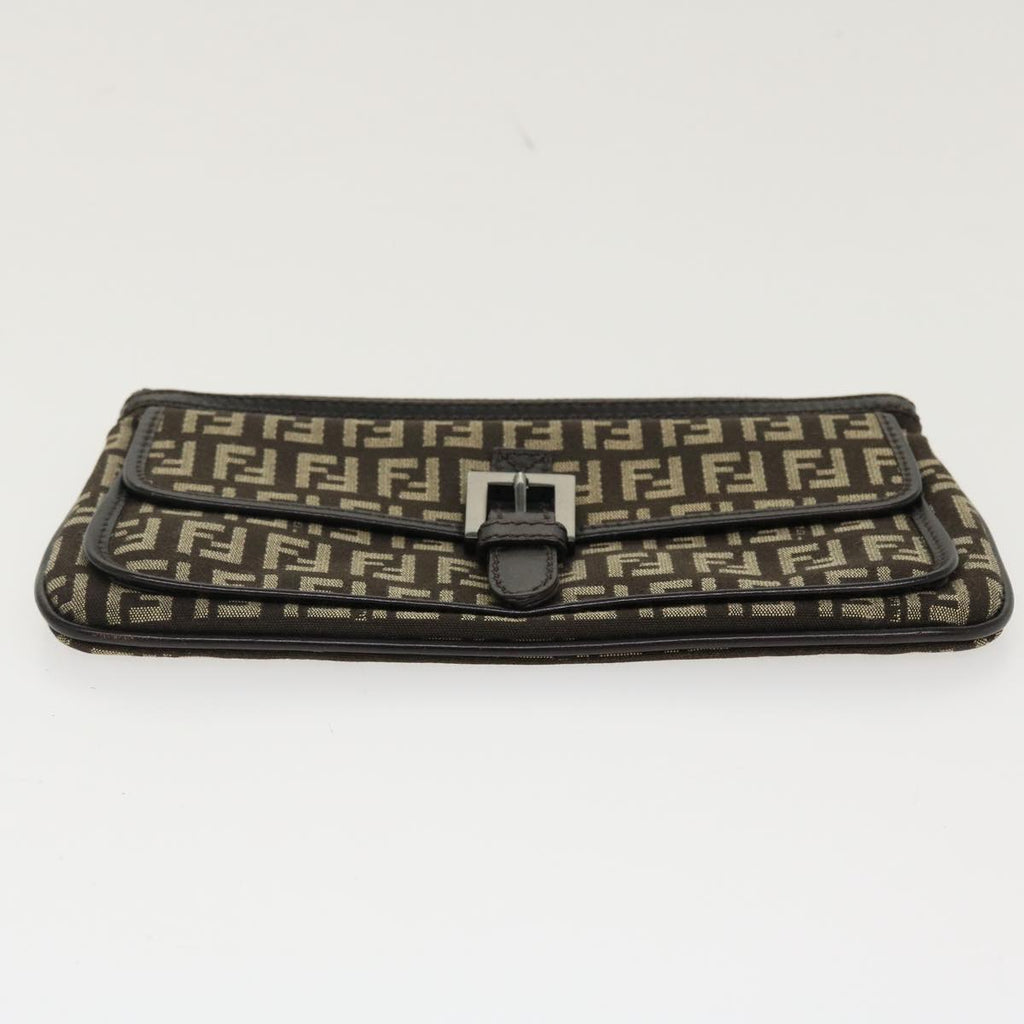 FENDI Zucchino Canvas Pouch Brown ac1919