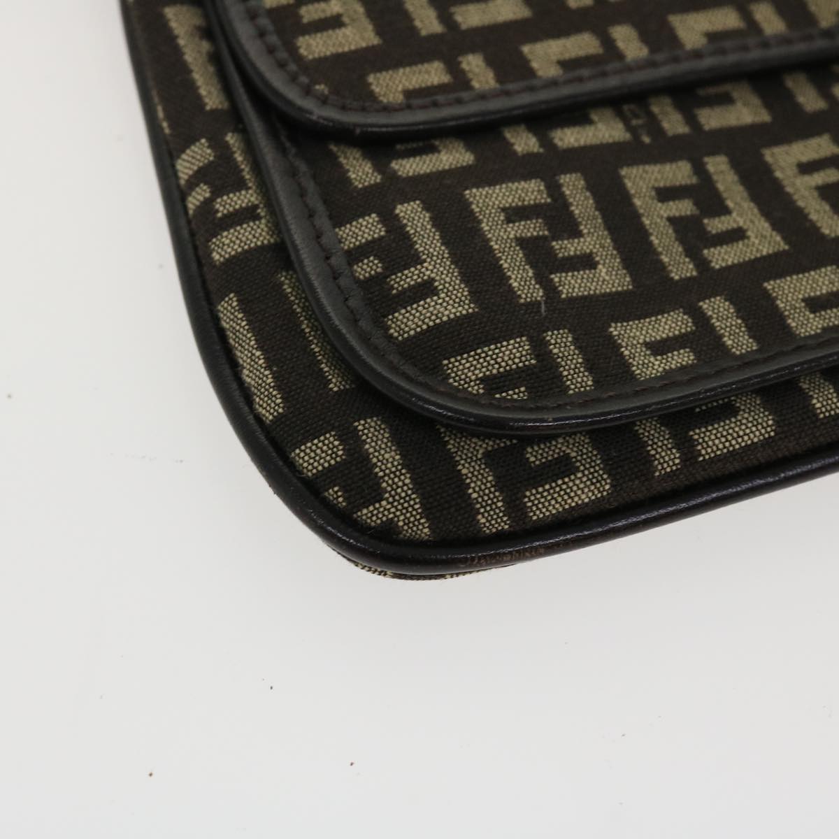 FENDI Zucchino Canvas Pouch Brown ac1919