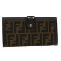 FENDI Zucca Canvas Wallet Black Brown ac1940