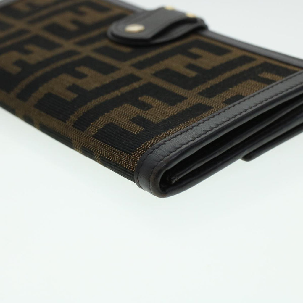 FENDI Zucca Canvas Wallet Black Brown ac1940
