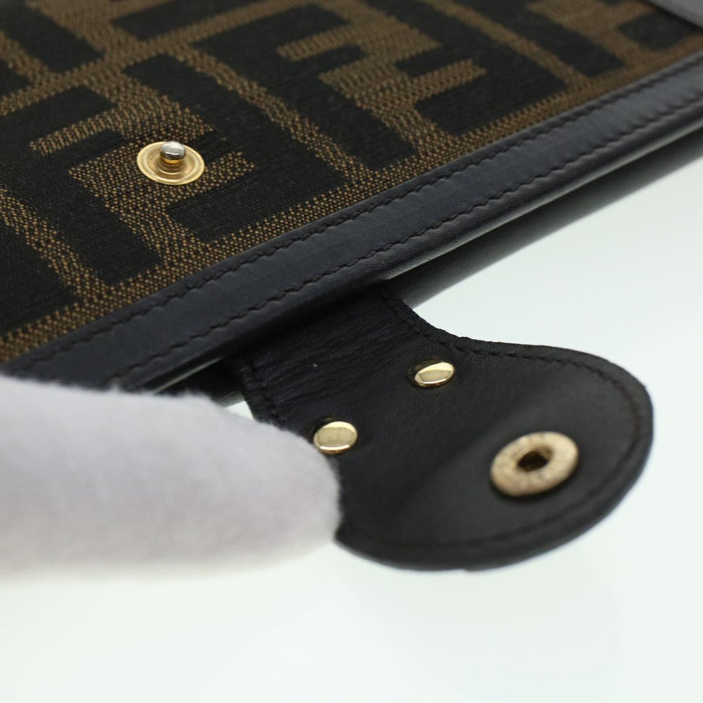 FENDI Zucca Canvas Wallet Black Brown ac1940