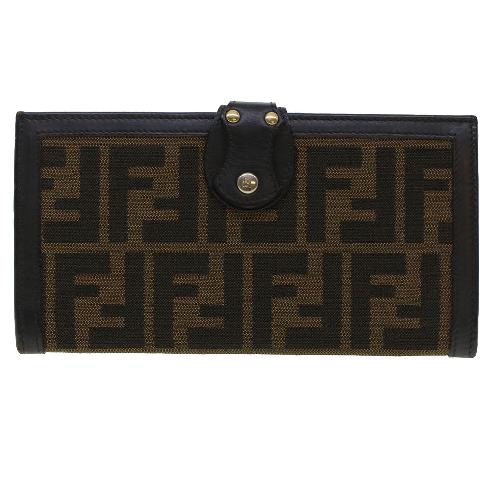 FENDI Zucca Canvas Wallet Black Brown ac1940