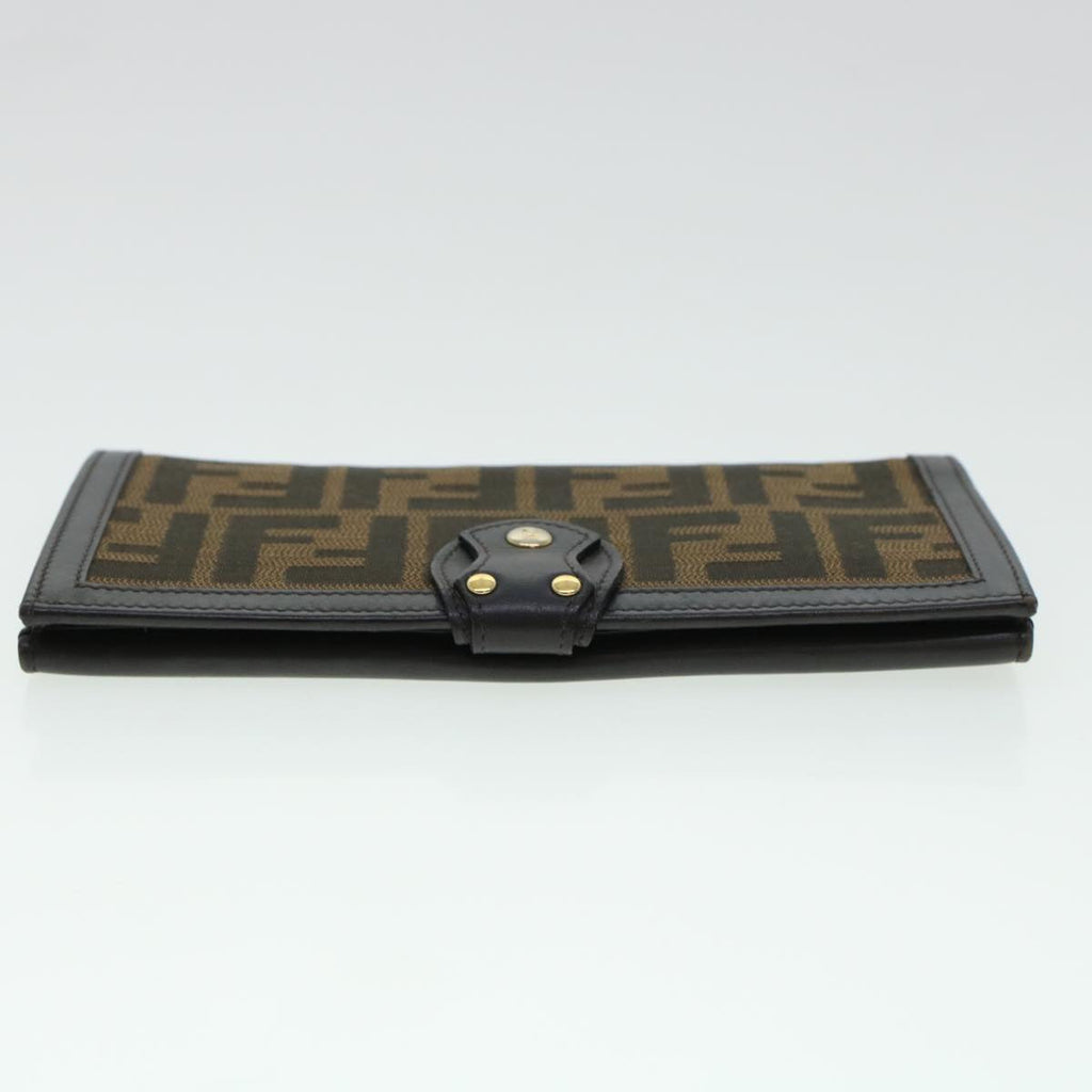 FENDI Zucca Canvas Wallet Black Brown ac1940