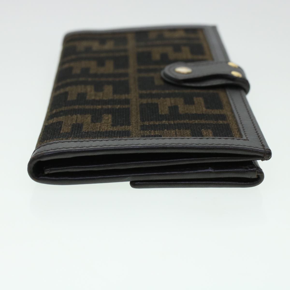 FENDI Zucca Canvas Wallet Black Brown ac1940