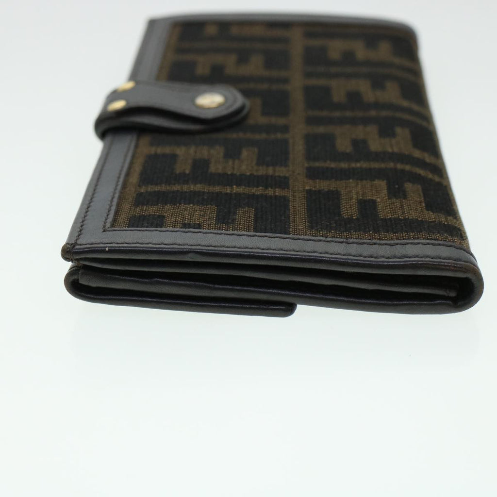 FENDI Zucca Canvas Wallet Black Brown ac1940