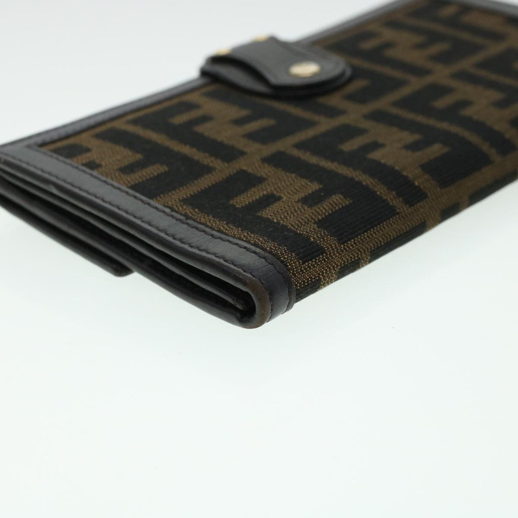 FENDI Zucca Canvas Wallet Black Brown ac1940
