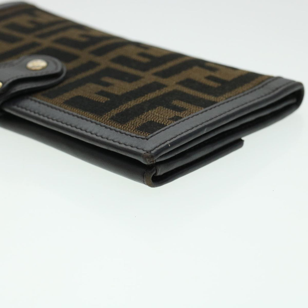 FENDI Zucca Canvas Wallet Black Brown ac1940