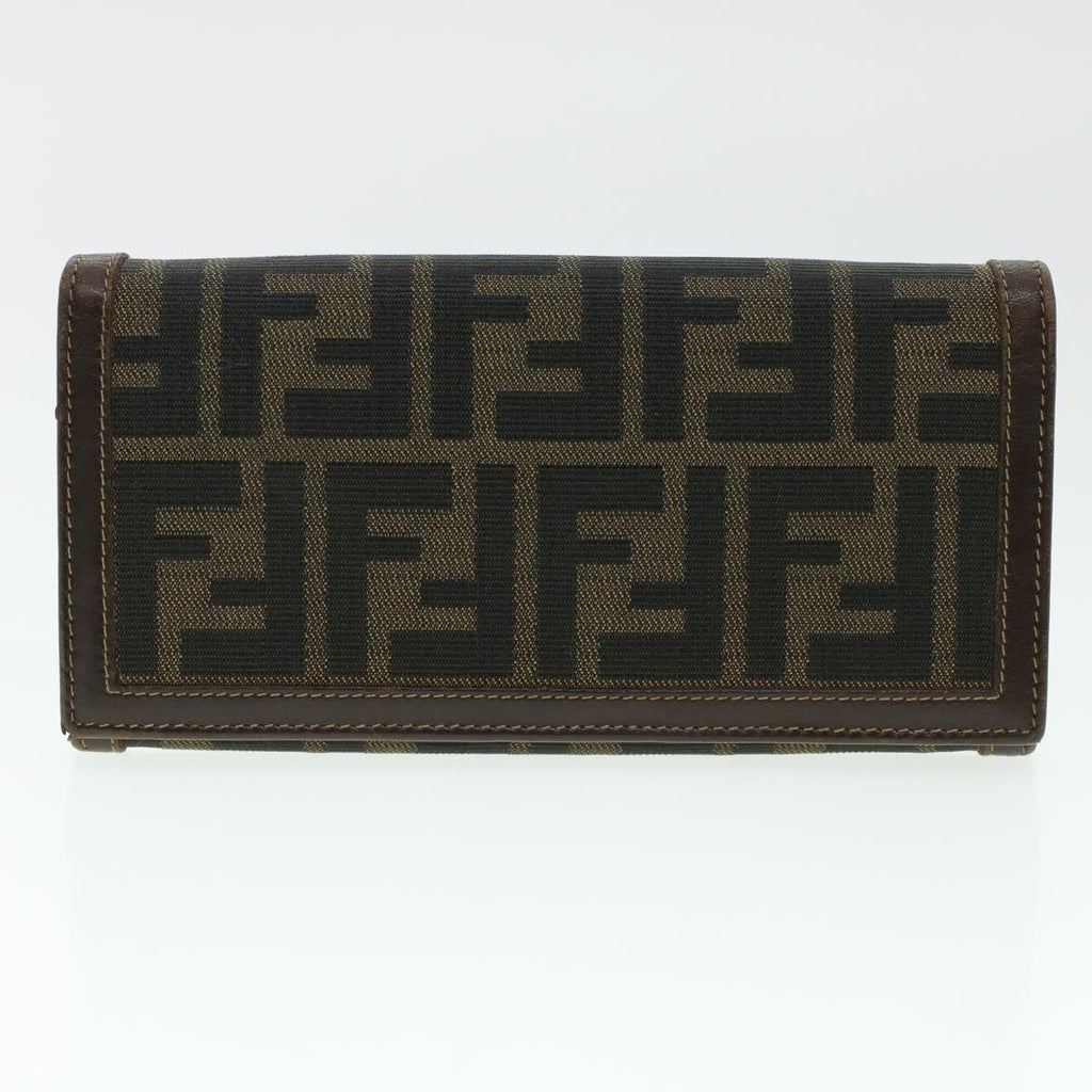 FENDI Zucca Canvas Wallet Leather 2Set Black Brown ac1941