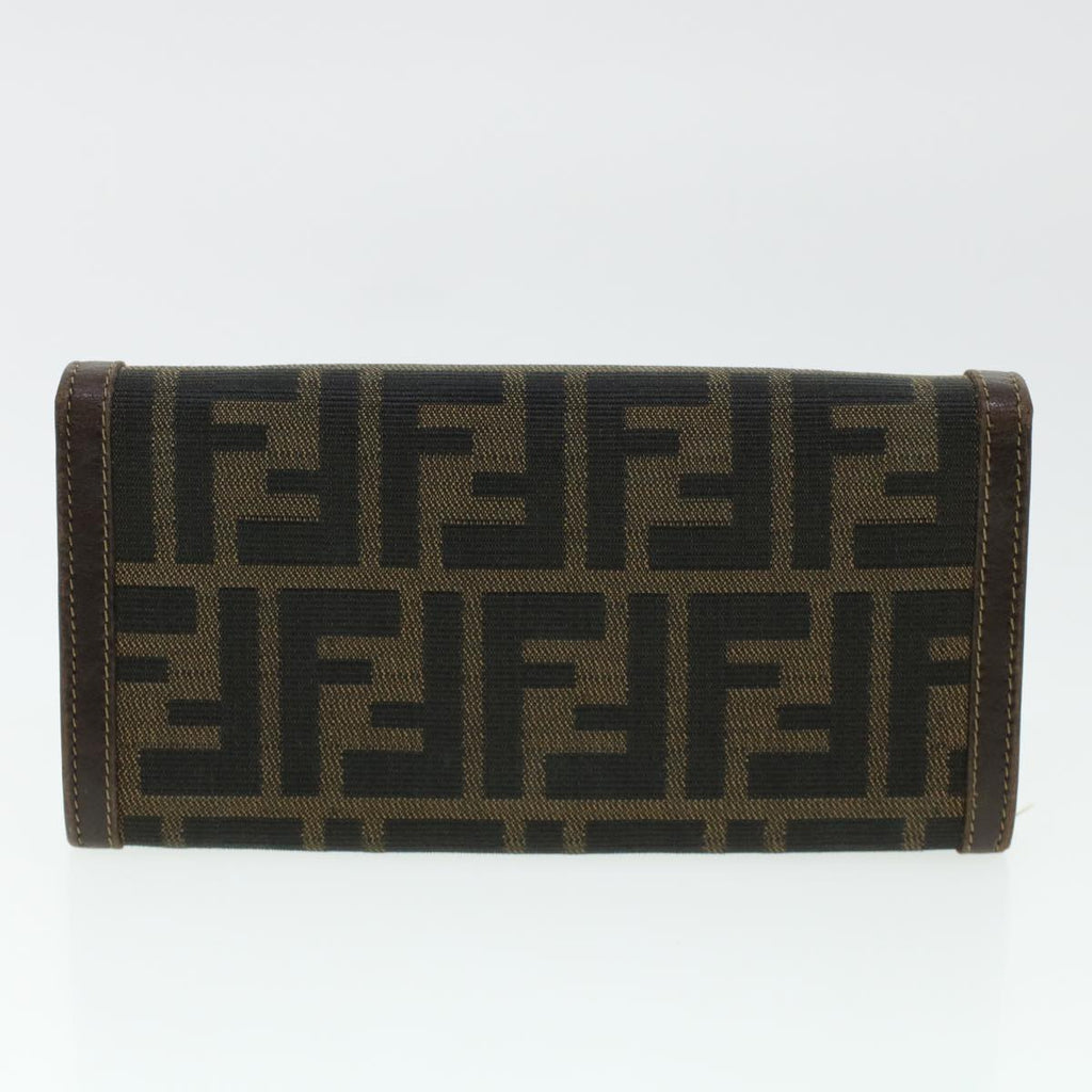 FENDI Zucca Canvas Wallet Leather 2Set Black Brown ac1941