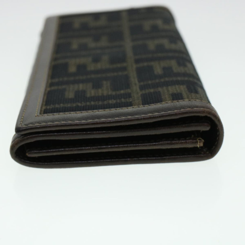 FENDI Zucca Canvas Wallet Leather 2Set Black Brown ac1941