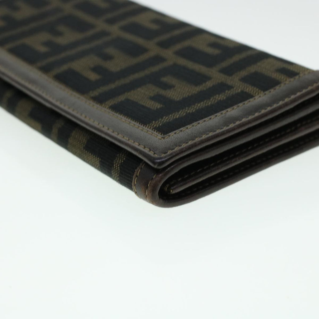 FENDI Zucca Canvas Wallet Leather 2Set Black Brown ac1941