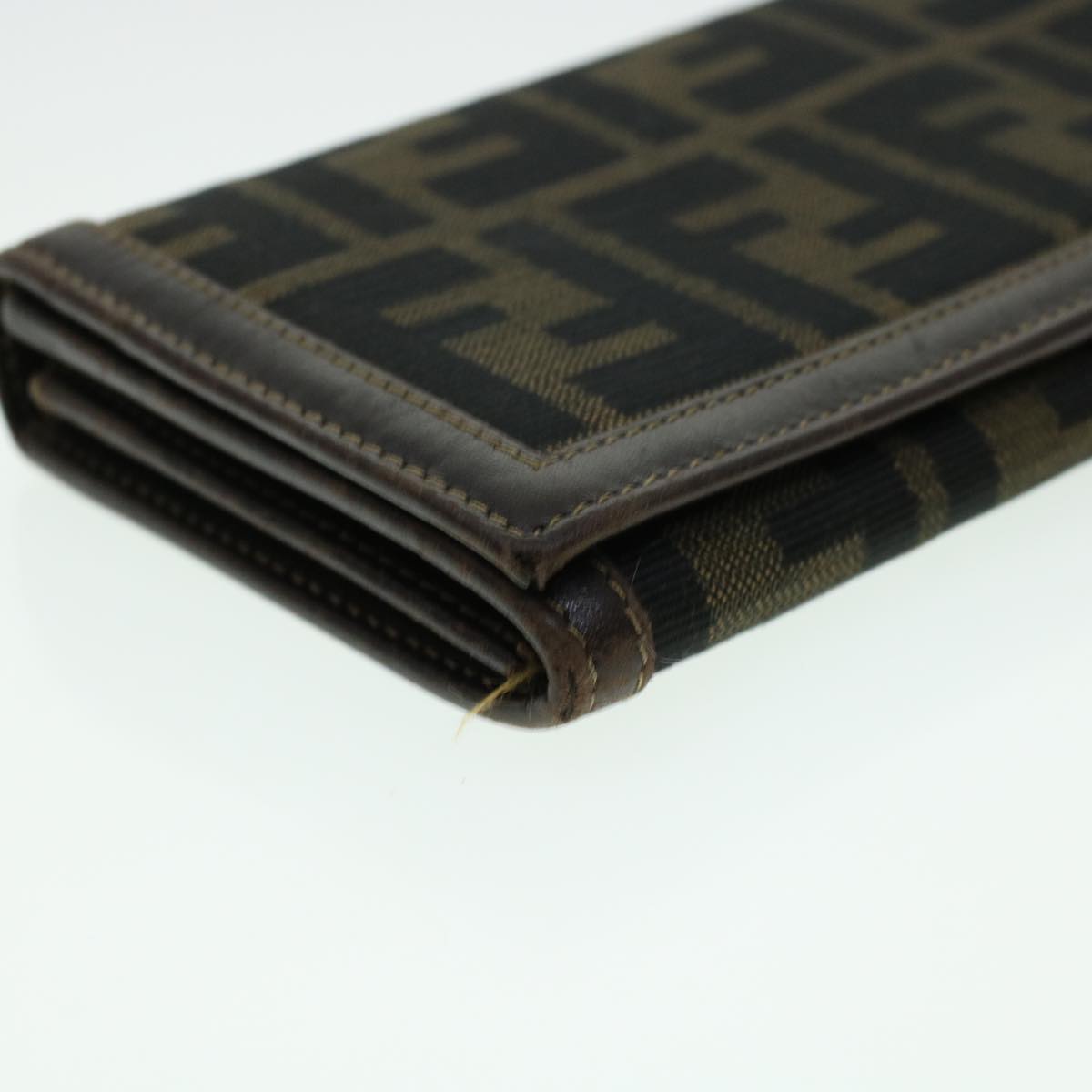 FENDI Zucca Canvas Wallet Leather 2Set Black Brown ac1941