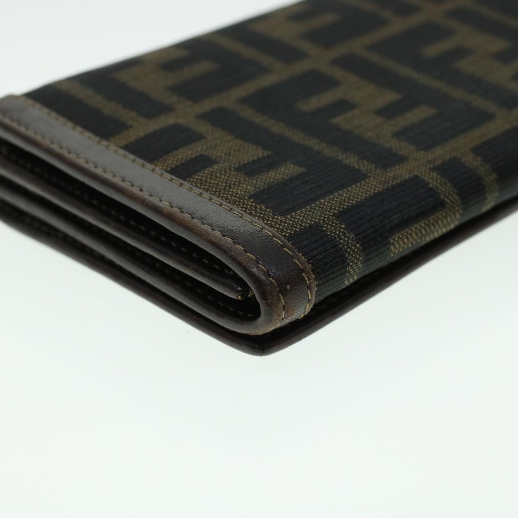 FENDI Zucca Canvas Wallet Leather 2Set Black Brown ac1941