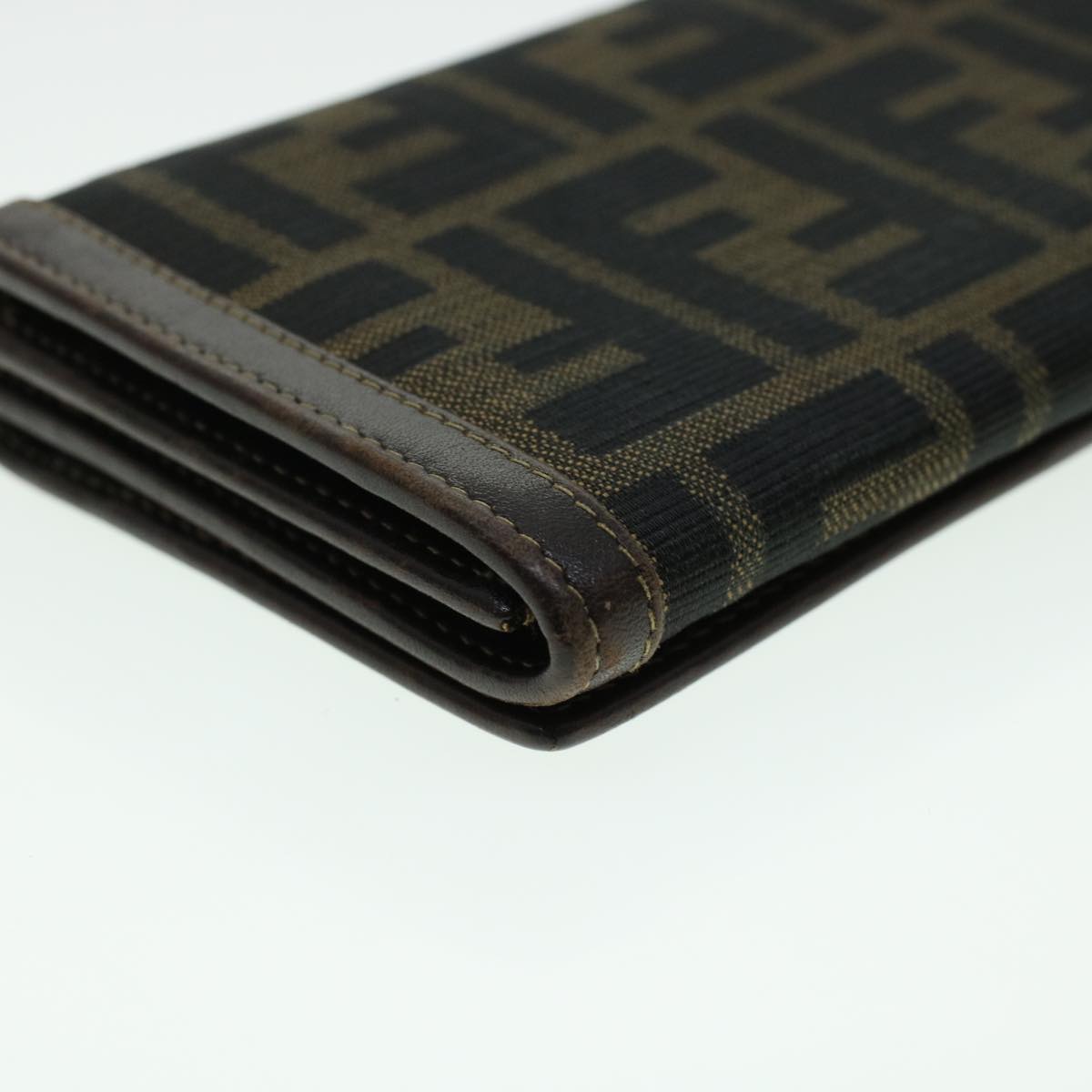 FENDI Zucca Canvas Wallet Leather 2Set Black Brown ac1941