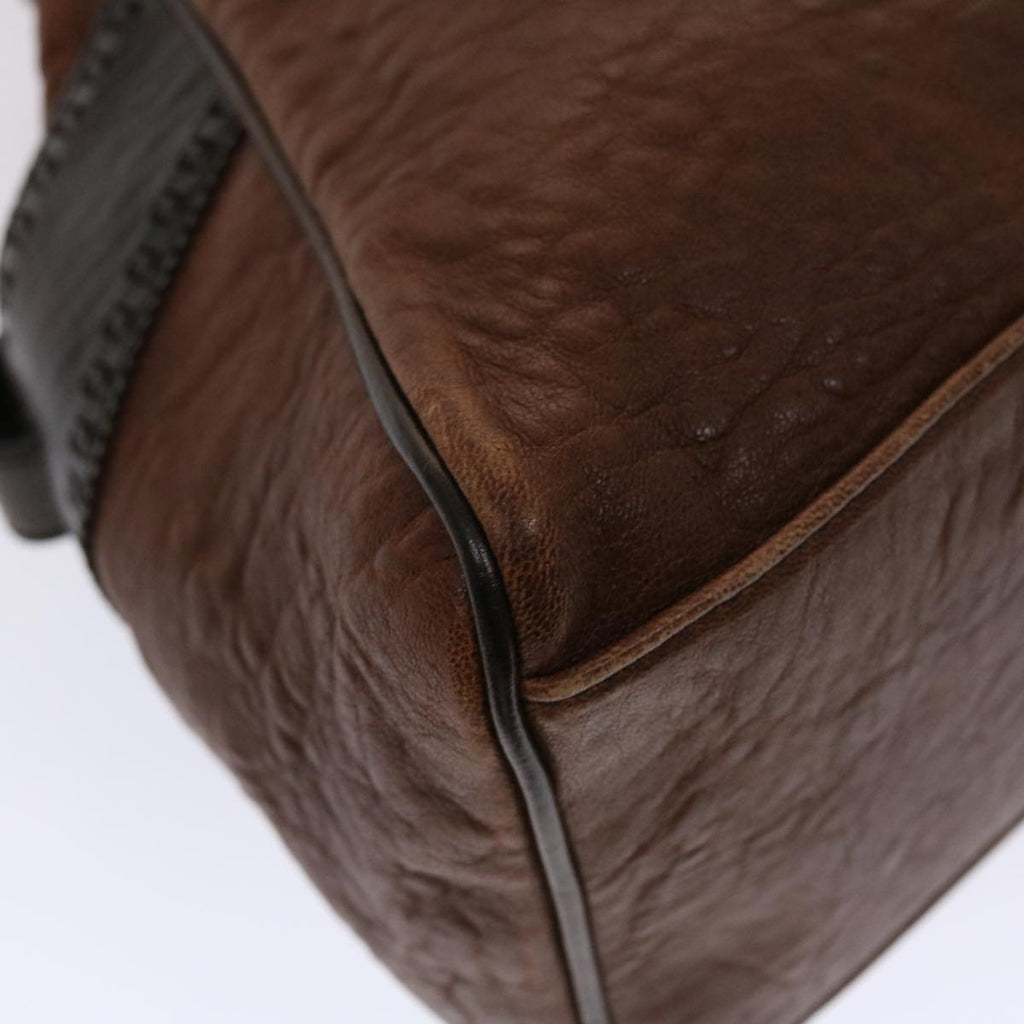 FENDI Etnico Hand Bag Leather Brown ac1980