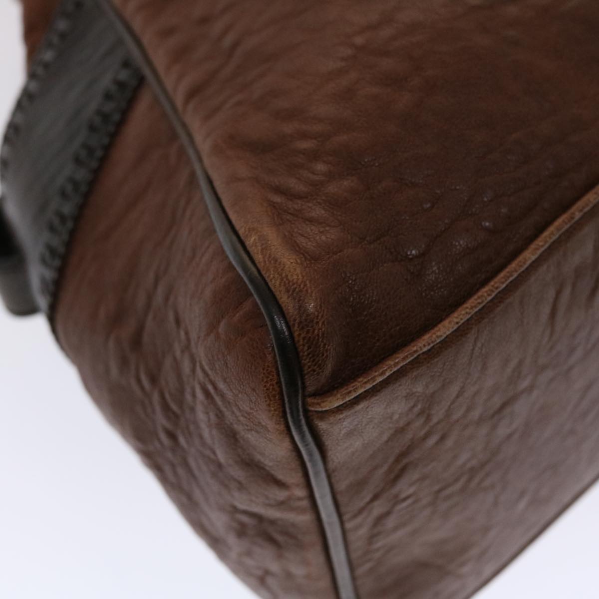 FENDI Etnico Hand Bag Leather Brown ac1980
