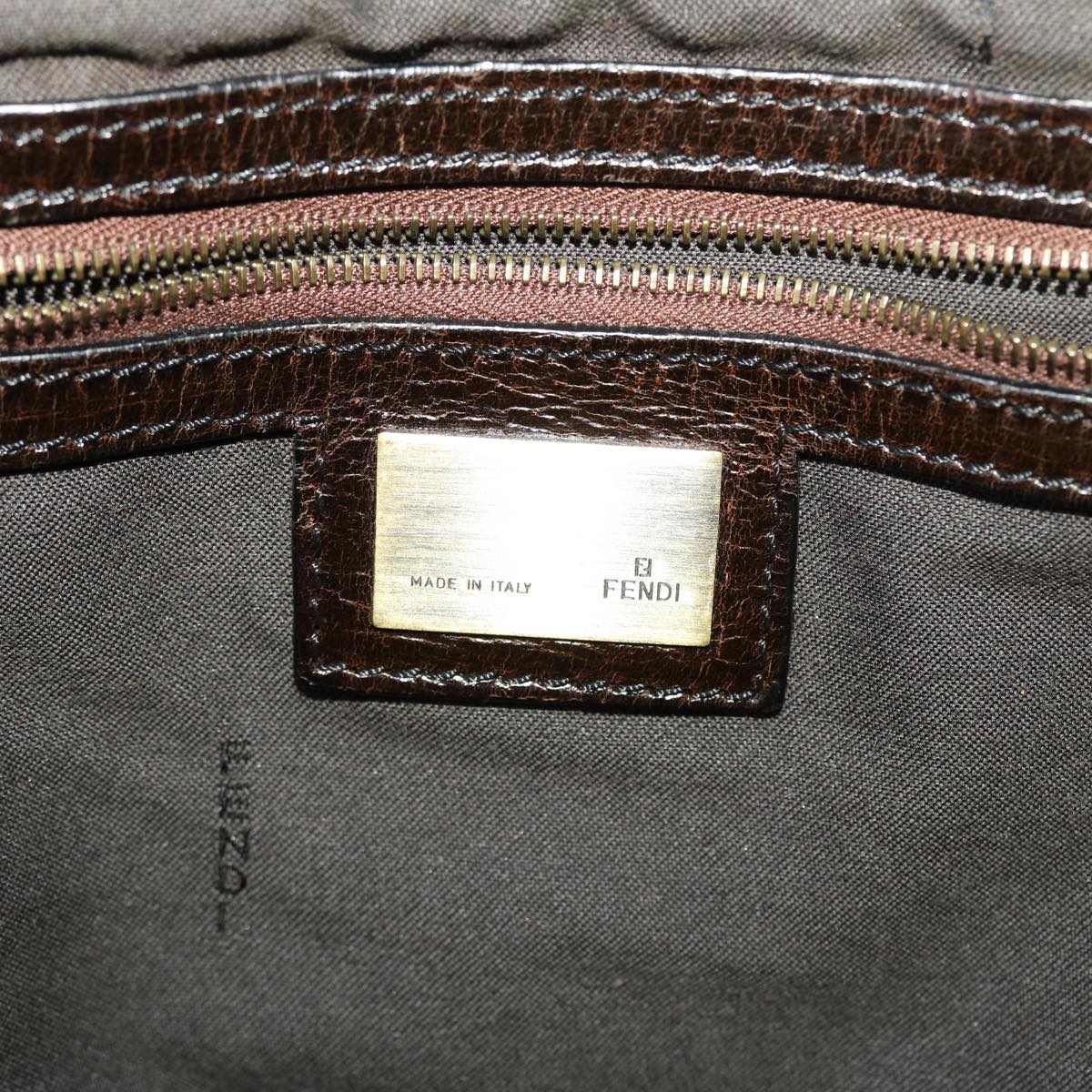 FENDI Etnico Hand Bag Leather Brown ac1980