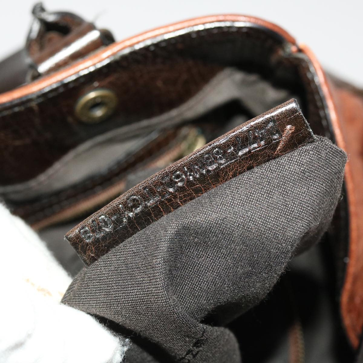 FENDI Etnico Hand Bag Leather Brown ac1980