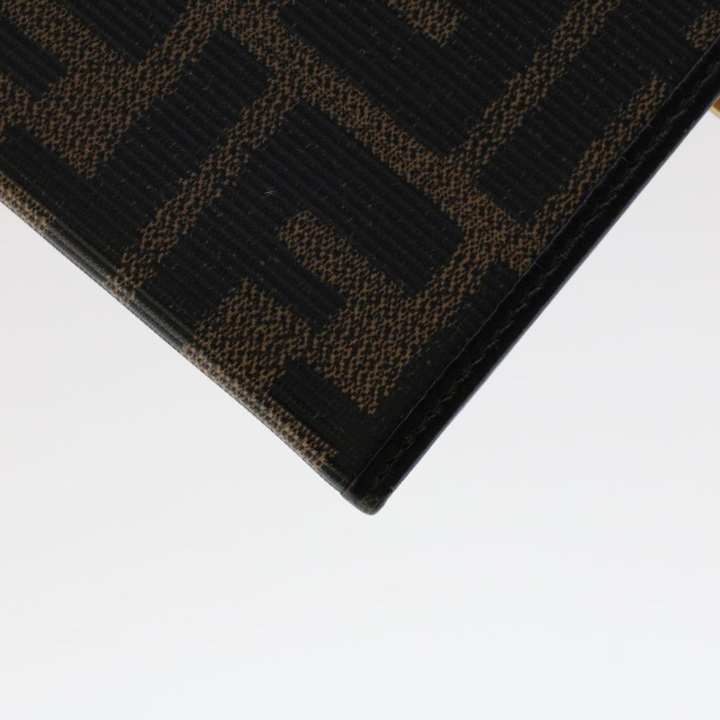 FENDI Zucca Canvas Pouch PVC Leather Black Brown ac2047