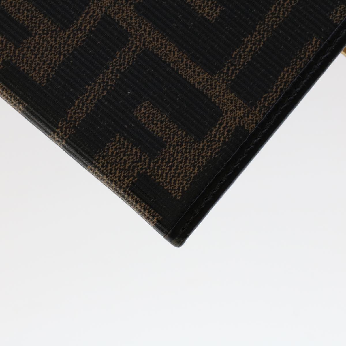 FENDI Zucca Canvas Pouch PVC Leather Black Brown ac2047