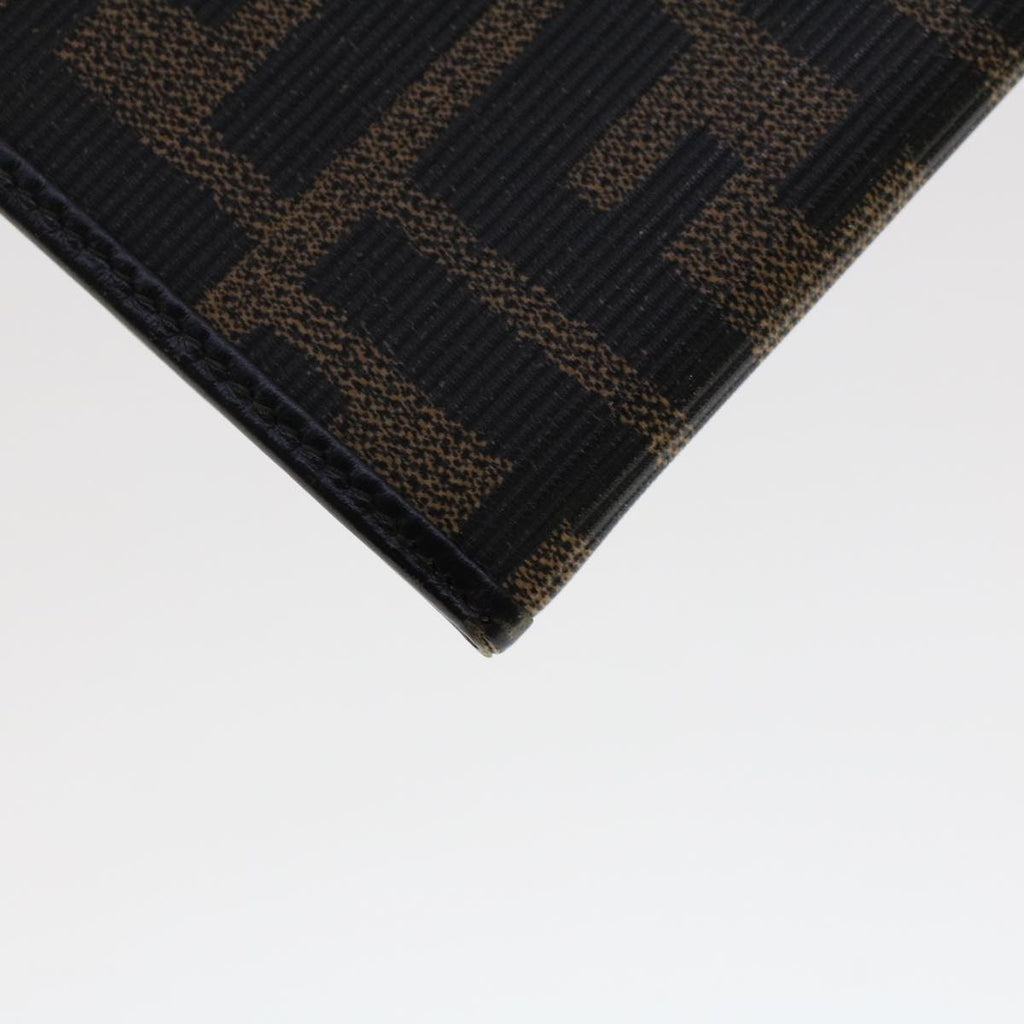 FENDI Zucca Canvas Pouch PVC Leather Black Brown ac2047