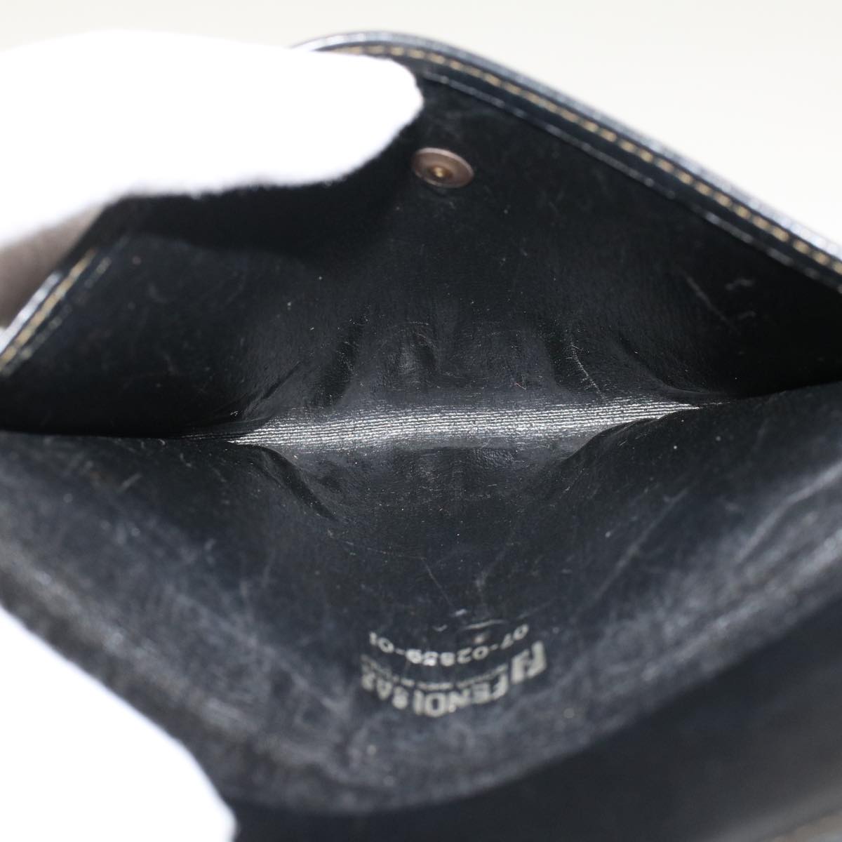 FENDI Zucca Canvas Pouch PVC Leather Black Brown ac2047