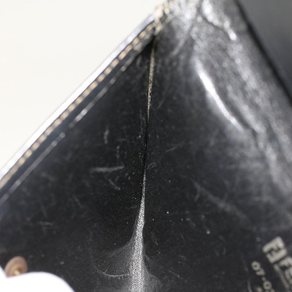 FENDI Zucca Canvas Pouch PVC Leather Black Brown ac2047