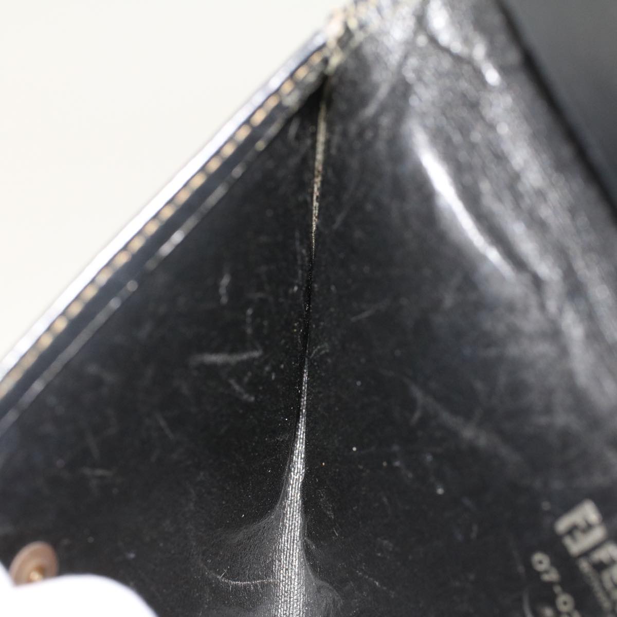 FENDI Zucca Canvas Pouch PVC Leather Black Brown ac2047