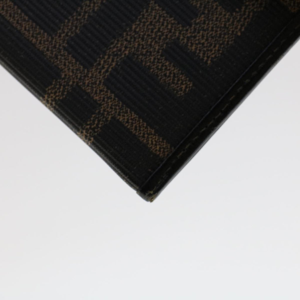 FENDI Zucca Canvas Pouch PVC Leather Black Brown ac2047