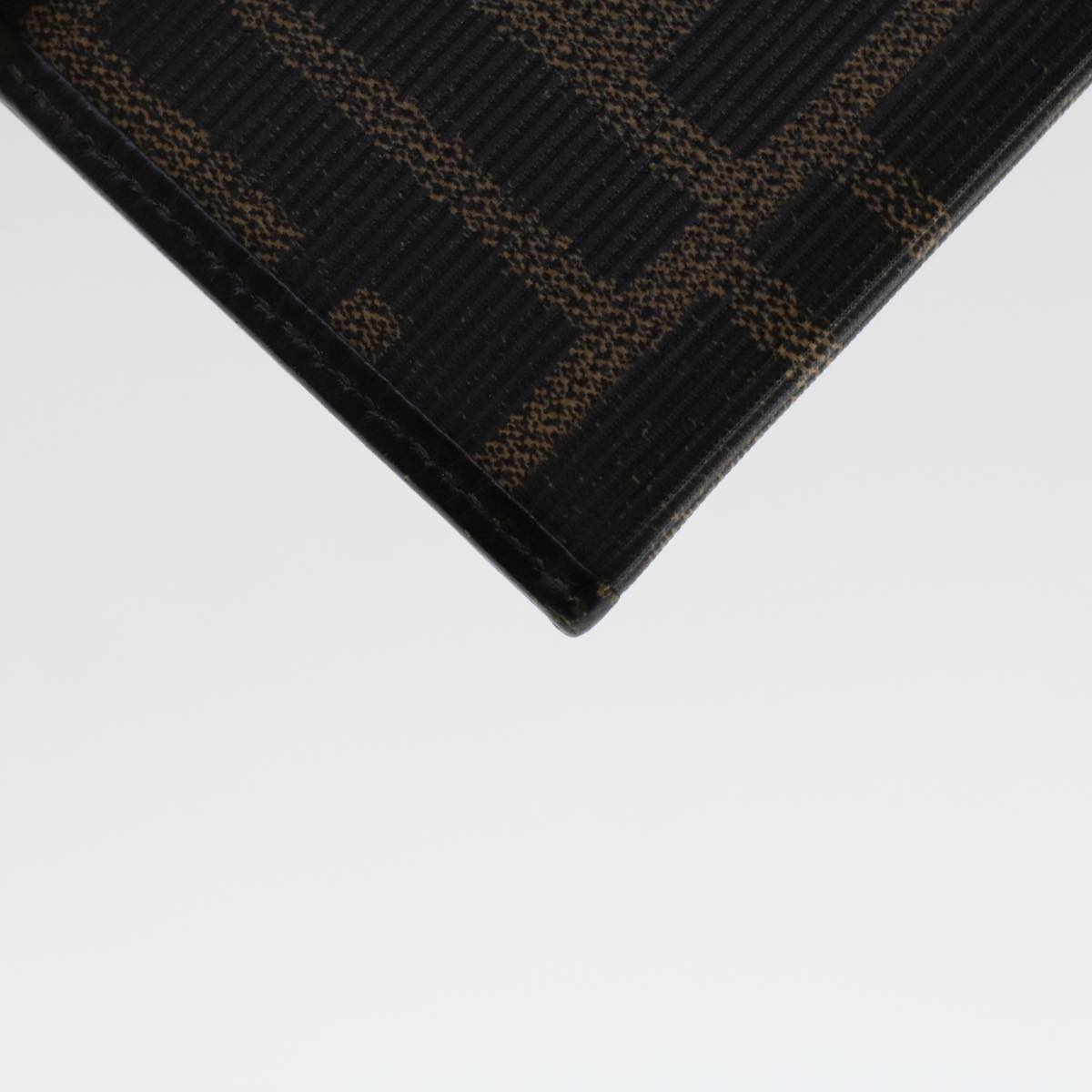 FENDI Zucca Canvas Pouch PVC Leather Black Brown ac2047
