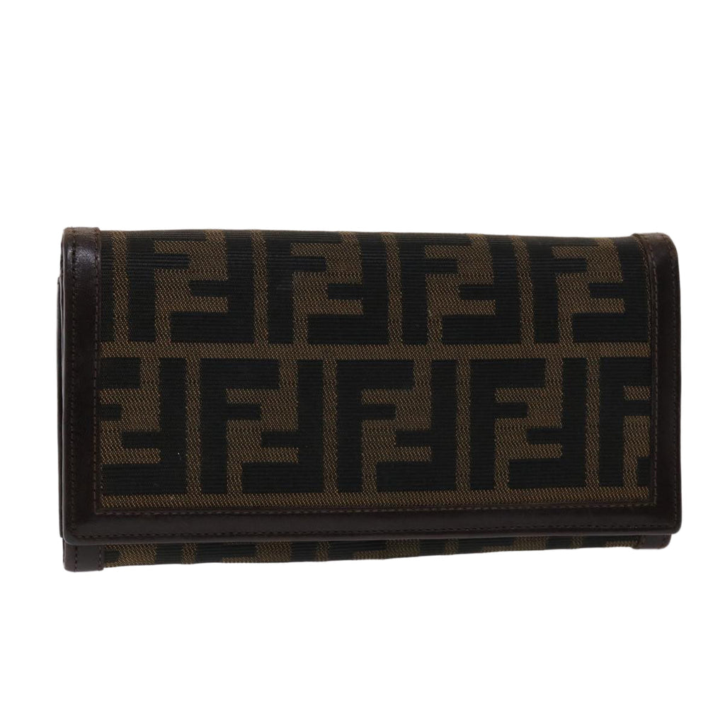 FENDI Zucca Canvas Long Wallet Black Brown ac2048