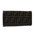 FENDI Zucca Canvas Long Wallet Black Brown ac2048