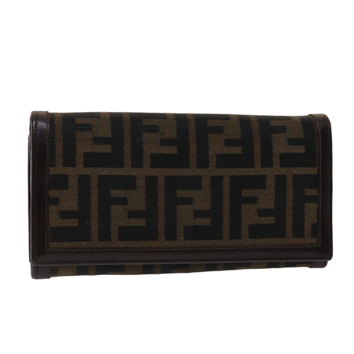 FENDI Zucca Canvas Long Wallet Black Brown ac2048